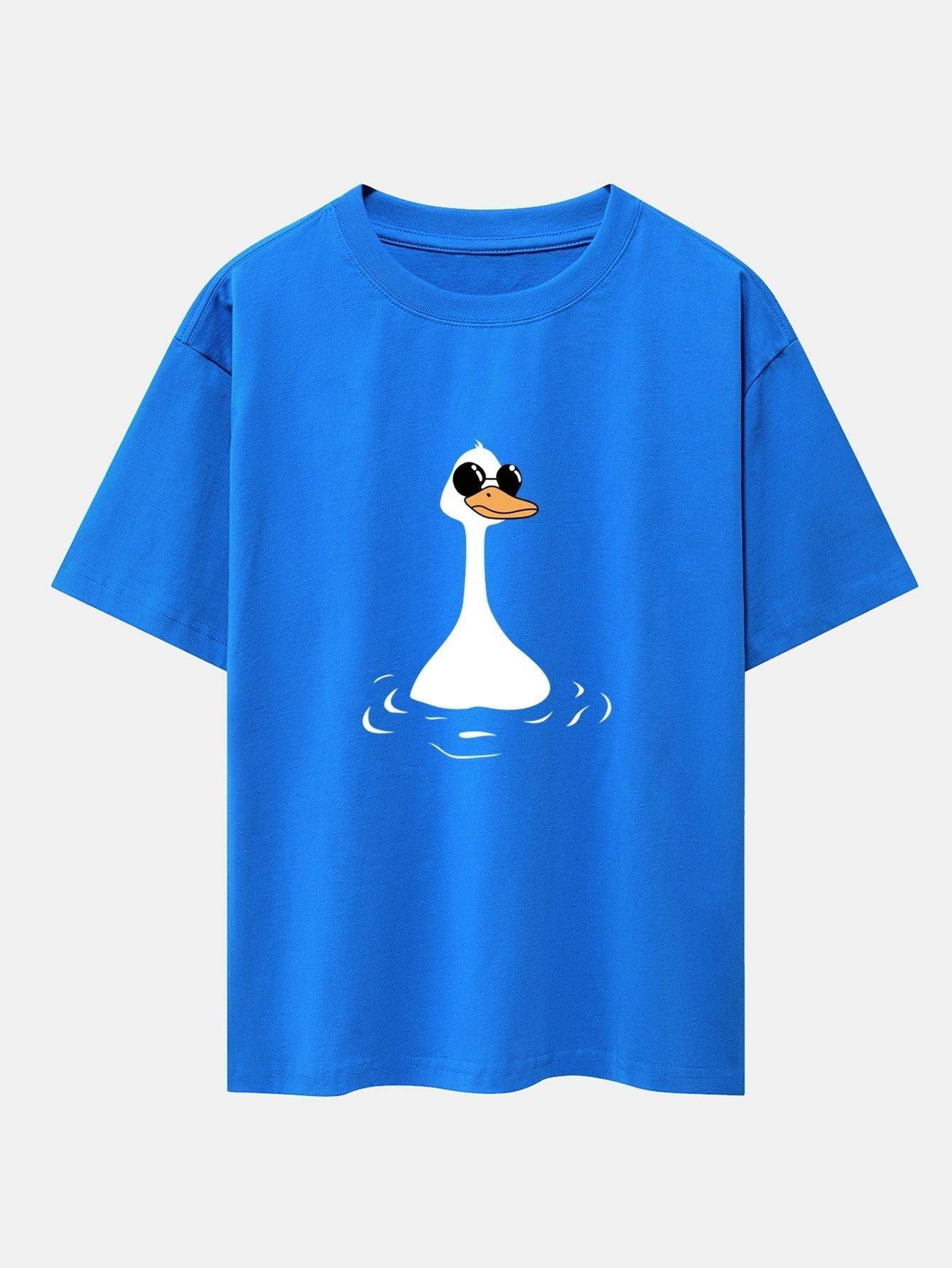 Sunglasses Goose Print Drop Shoulder Oversize T-Shirt
