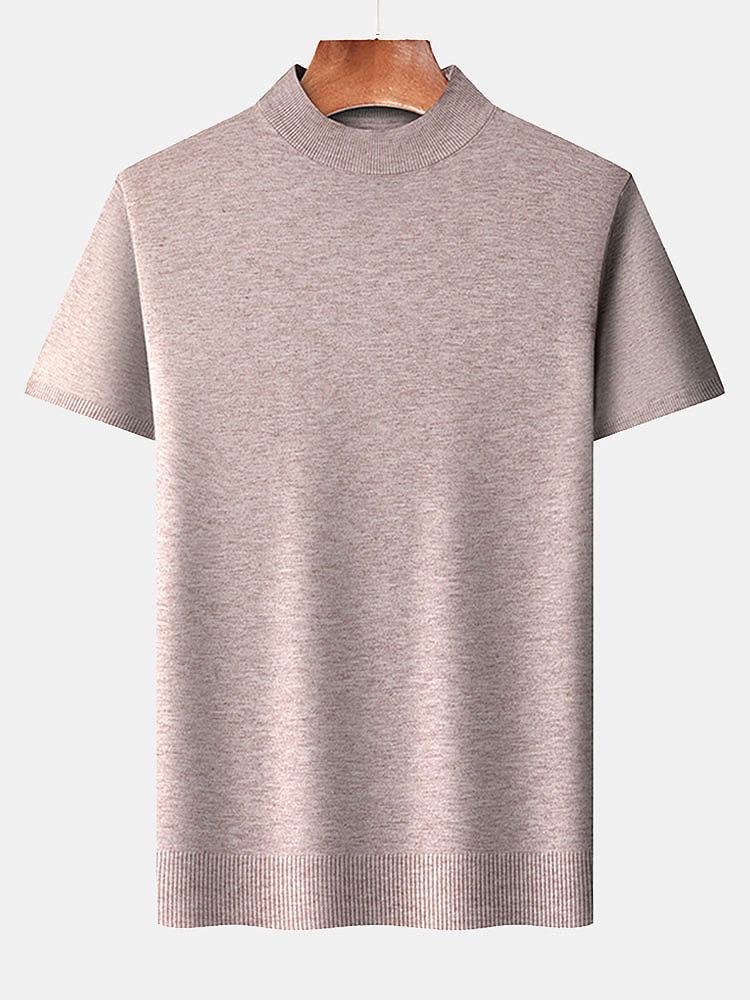 Short Sleeve Muscle Fit Mock Neck Sweater