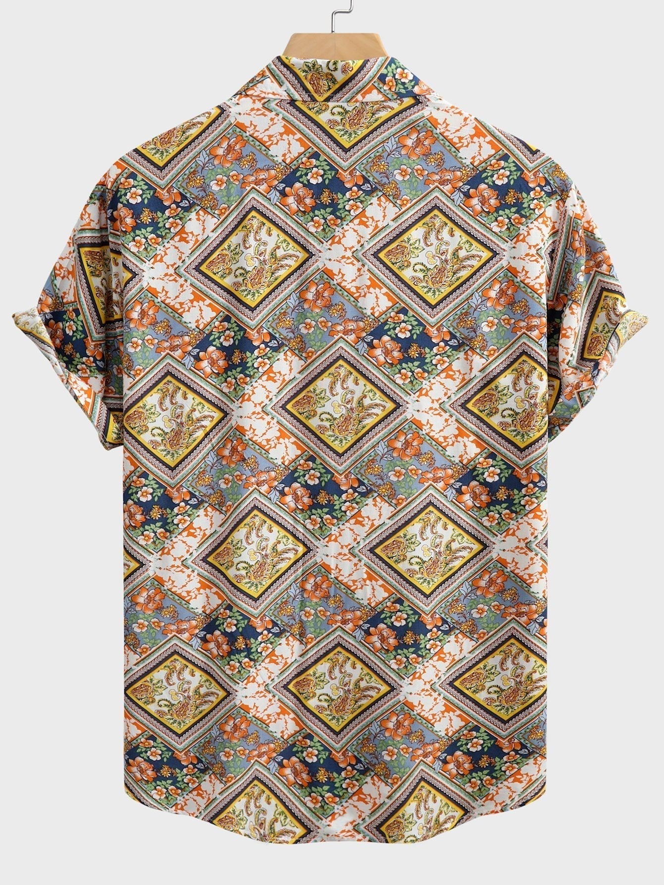 Floral Border Print Button Up Shirt